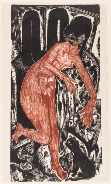 Badende Frau am Ofen von Ernst Ludwig Kirchner