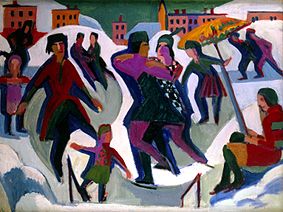 Eisbahn mit Schlittschuhläufern von Ernst Ludwig Kirchner