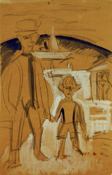Fischer mit Knaben von Ernst Ludwig Kirchner