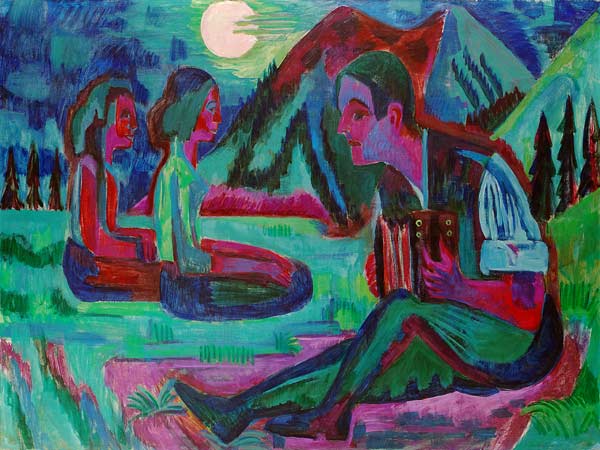 Handorgler in Mondnacht von Ernst Ludwig Kirchner