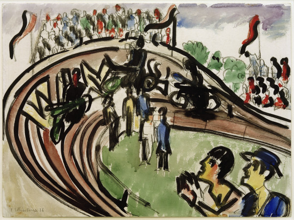 Motorrad mit Sozius als Taxi von Ernst Ludwig Kirchner