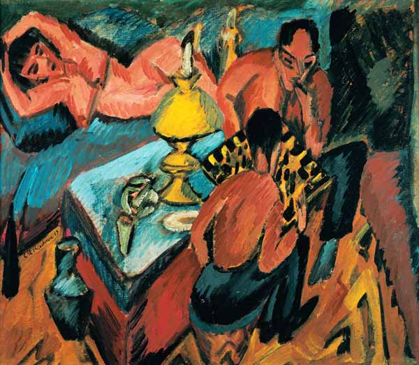Otto Mueller beim Schachspiel von Ernst Ludwig Kirchner