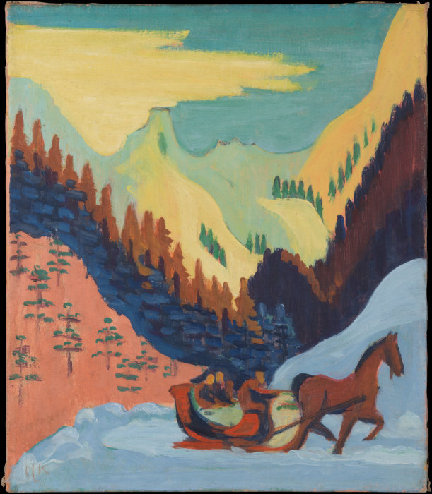 Schlittenfahrt im Schnee von Ernst Ludwig Kirchner