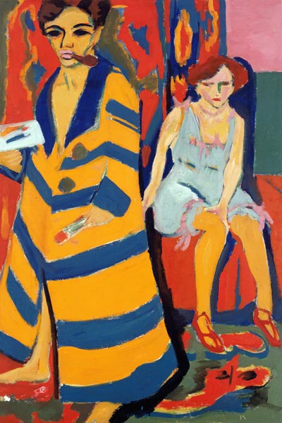 Selbstbildnis mit Modell (übermalt 1926) von Ernst Ludwig Kirchner