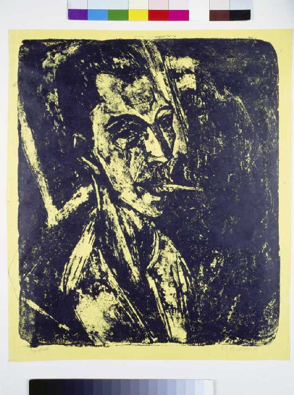 Selbstbildnis mit Zigarette von Ernst Ludwig Kirchner