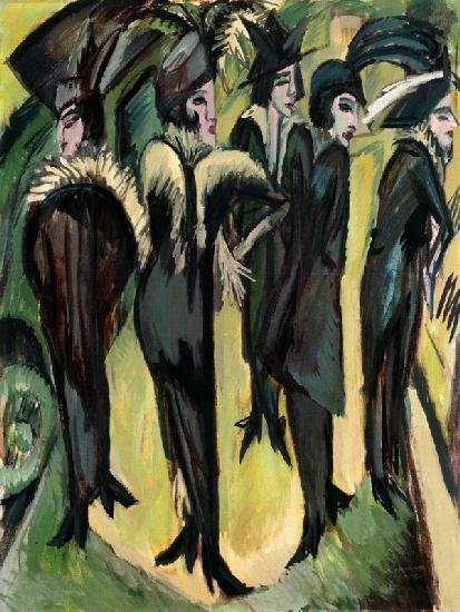 Fünf Frauen auf der Strasse 1913