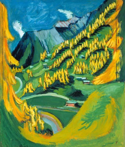 Bergabhang mit gelben Bäumen 1924/1926