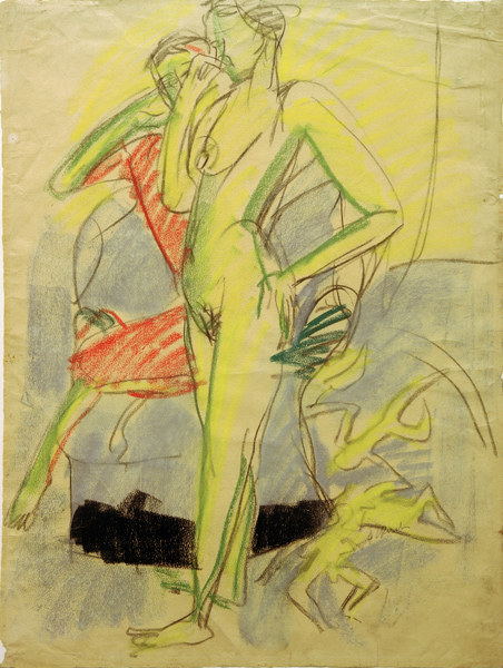 Zwei Figuren im Raum von Ernst Ludwig Kirchner