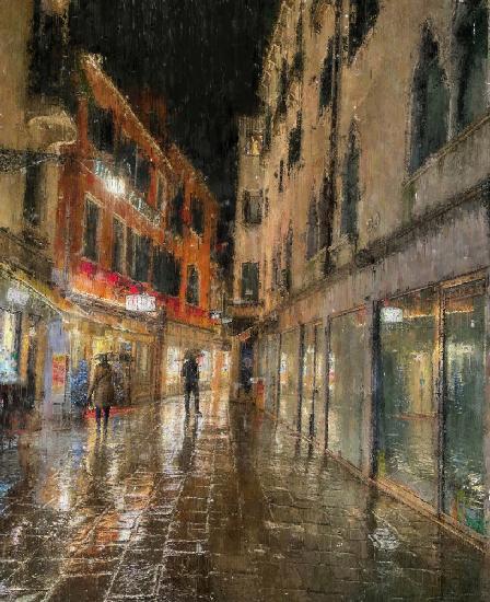Eine regnerische Nacht in Venedig
