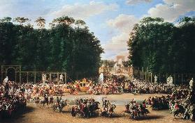 Der Hochzeitszug von Napoleon I und Marie-Louise durchquert den Jardin des Tuileries am 2. April 181 1810