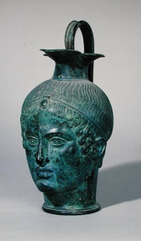 Oinochoe in the form of the head of a young man, known as the 'Tete de Gabies' von Etruscan