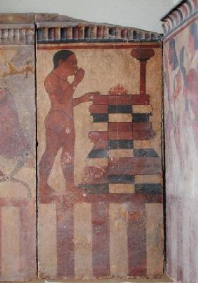 The Campana Plaque, detail of a nude priest before an altar, from Cerveteri c.550-525