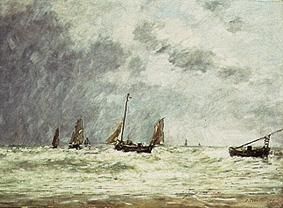 Ausfahrt der Fischerboote (Berck) von Eugène Boudin