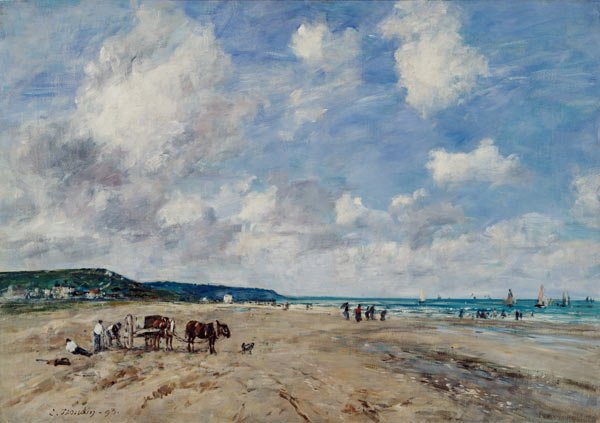 The Beach at Tourgeville von Eugène Boudin
