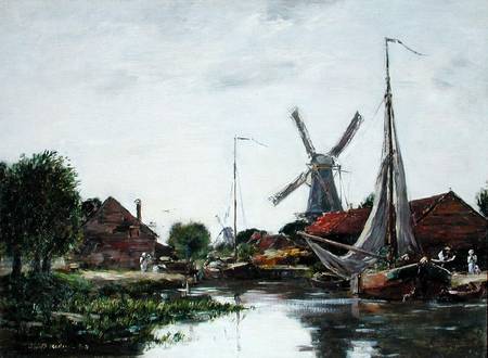 Dordrecht, Windmill on the Meuse von Eugène Boudin