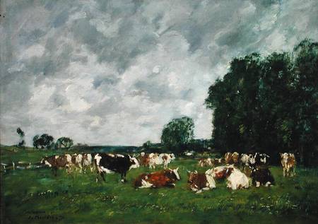 Pasture in Fervaques or, Cows in a Pasture von Eugène Boudin