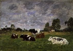 Rinder auf der Weide von Eugène Boudin