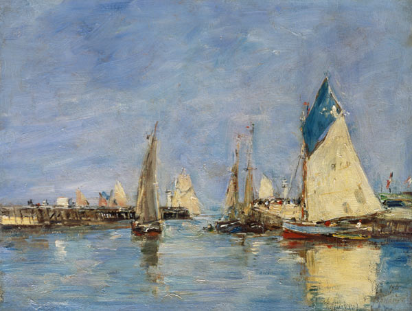 Segelboote im Hafen von Trouville von Eugène Boudin