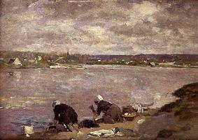 Wäscherinnen am Ufer des Flusses Touques von Eugène Boudin