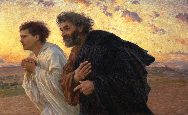 Am Morgen der Auferstehung Die Jünger Petrus und Johannes auf dem Weg zum Grab von Eugène Burnand