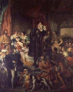 The Birth of Henri IV (1553-1610) at the castle of Pau, 13th December 1553 1827