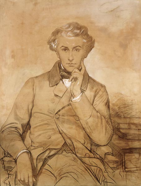 Portrait of Henri Reber (1807-80) (pencil & white chalk on paper) von Eugène-Emmanuel Amaury-Duval