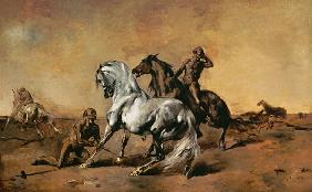 Reiter-Szene in einer Wüste 1868