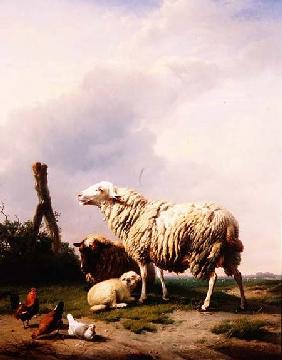 Sheep and Poultry in a Landscape 1856