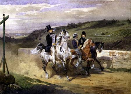 Horace Vernet and his Children Riding in the Country von Eugène Louis Lami