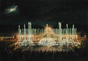 Illuminated Fountain Display in the Bassin de Neptune in Honour of Prince Francisco de Assisi de Bou
