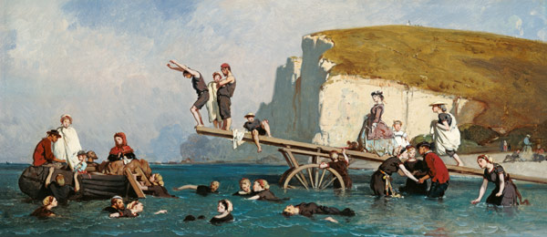 Bathing at Etretat von Eugene Modeste Edmond Lepoittevin