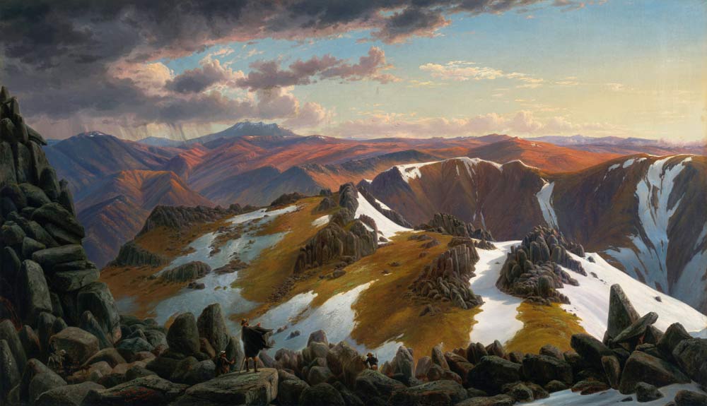 Nordöstliche Ansicht von der nördlichen Spitze des Mount Kosciusko von Eugene von Guerard