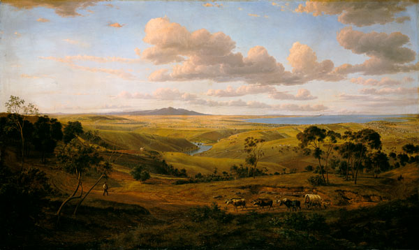 Landschaft bei Geelong (Australien) mit Ochsenkarren von Eugene von Guerard