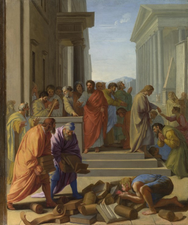 Apostel Paulus predigt in Ephesos von Eustache Le Sueur
