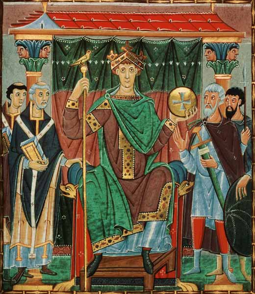 Kaiser Otto III. während der Huldigung durch die Reichsprovinzen von Evangeliar Kaiser Ottos III.