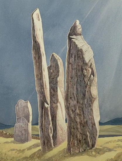 Tall Stones of Callanish, Isle of Lewis, 1986-7 (w/c)  von Evangeline  Dickson