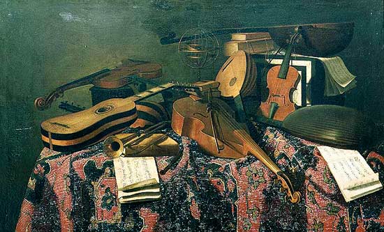 Still life with musical instruments von Evaristo Baschenis