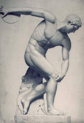 Discus thrower, drawing of a classical sculpture c.1874