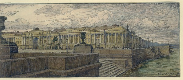 Der Senatsplatz in St. Peterburg von Evgeni Evgenievitch Lanceray