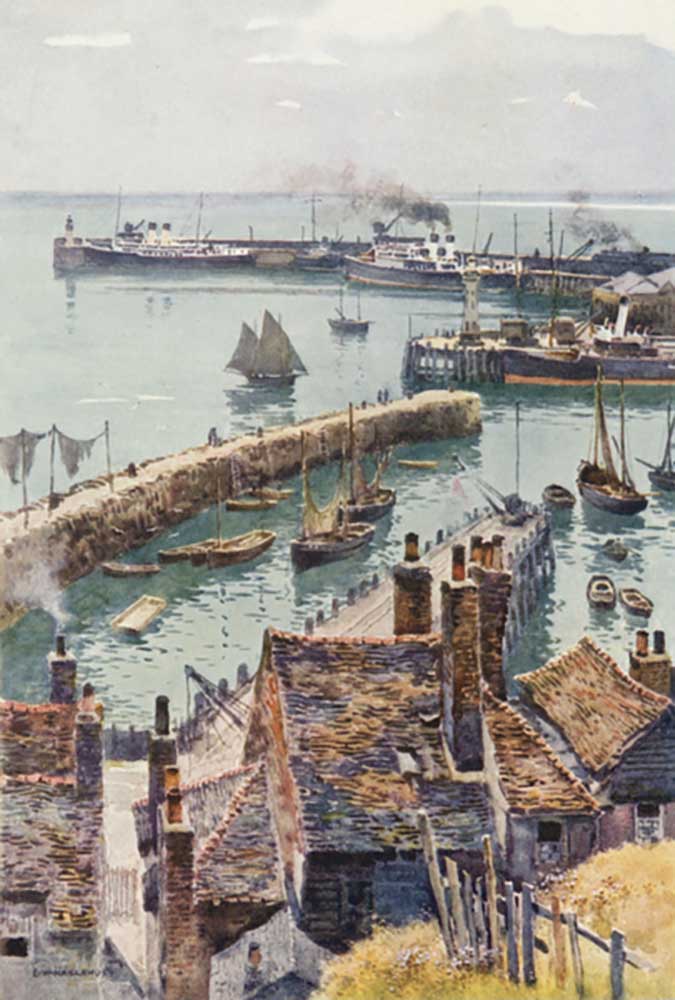 Folkestone Harbour von Eastcliffe von E.W. Haslehust