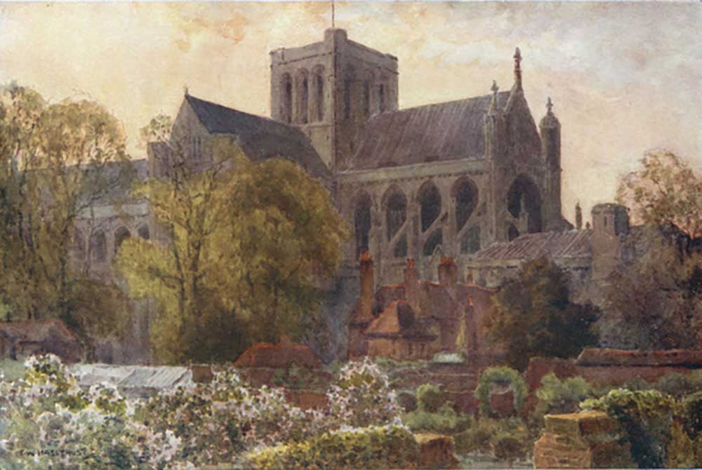 Kathedrale von Winchester aus den Deanery Gardens von E.W. Haslehust