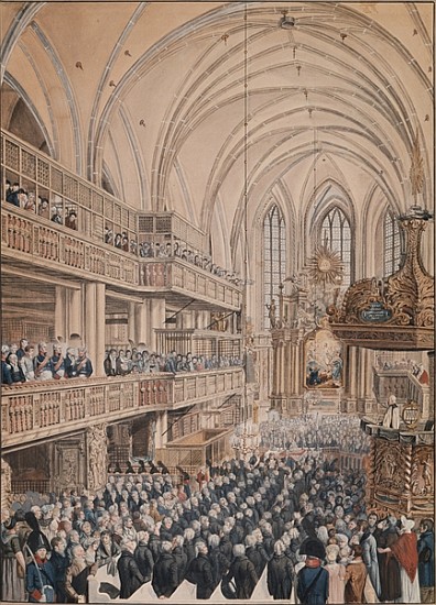 The inauguration of the city councillors in the Church of St. Nicholas von F.A. Calau