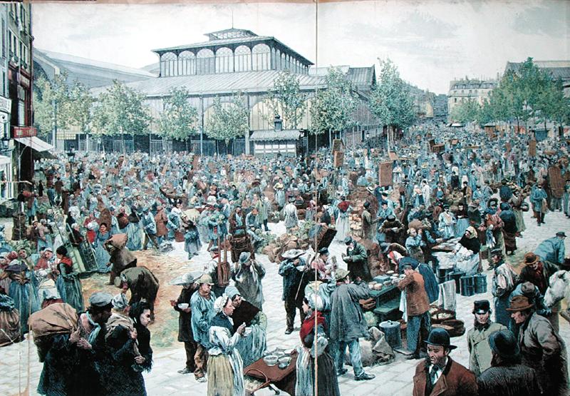 View of Les Halles, 1885 (colour litho)  von Felicien baron de Myrbach-Rheinfeld