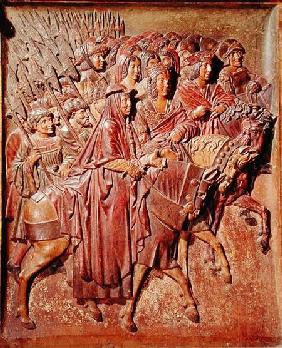 Relief depicting the entrance of King Ferdinand II (1452-1516) of Aragon and Queen Isabella I (1451-