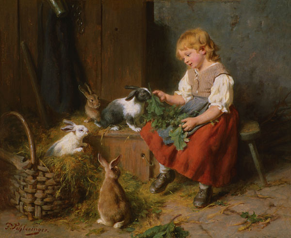 Kaninchen füttern von Felix Schlesinger
