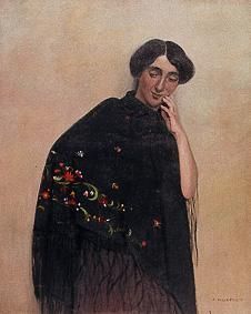 Frau mit spanischem Schal von Felix Vallotton