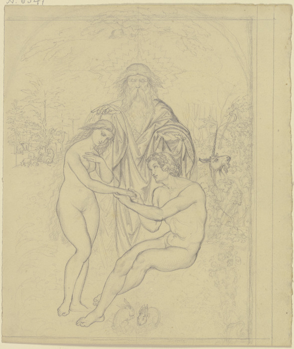 Gottvater Adam und Eva segnend von Ferdinand Fellner