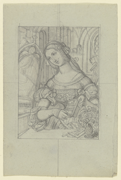 Weibliche Halbfigur (Entwurf für Almanachbilder) von Ferdinand Fellner