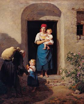 Kind, Almosen spendend. 1858/1859
