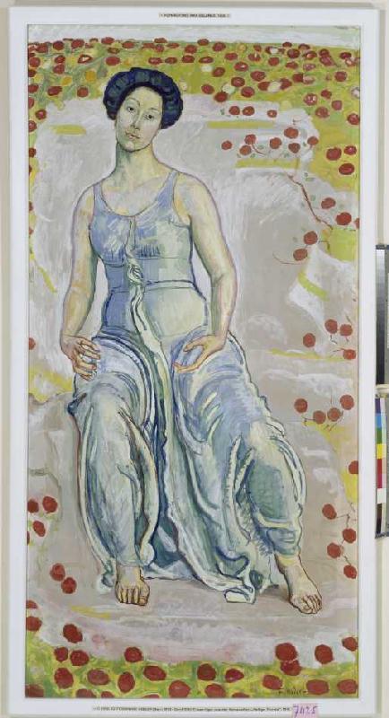 Frauenfigur aus der Komposition Heilige Stunde von Ferdinand Hodler